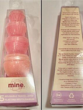 Mine Mytagalongs mini travel jars (5) / pink color / NEW package / cross posted